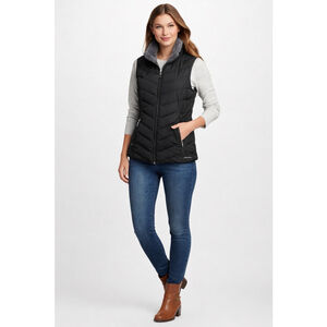 Eddie Bauer Women’s Down Puffer Vest Faux Fur Lined Black Size M